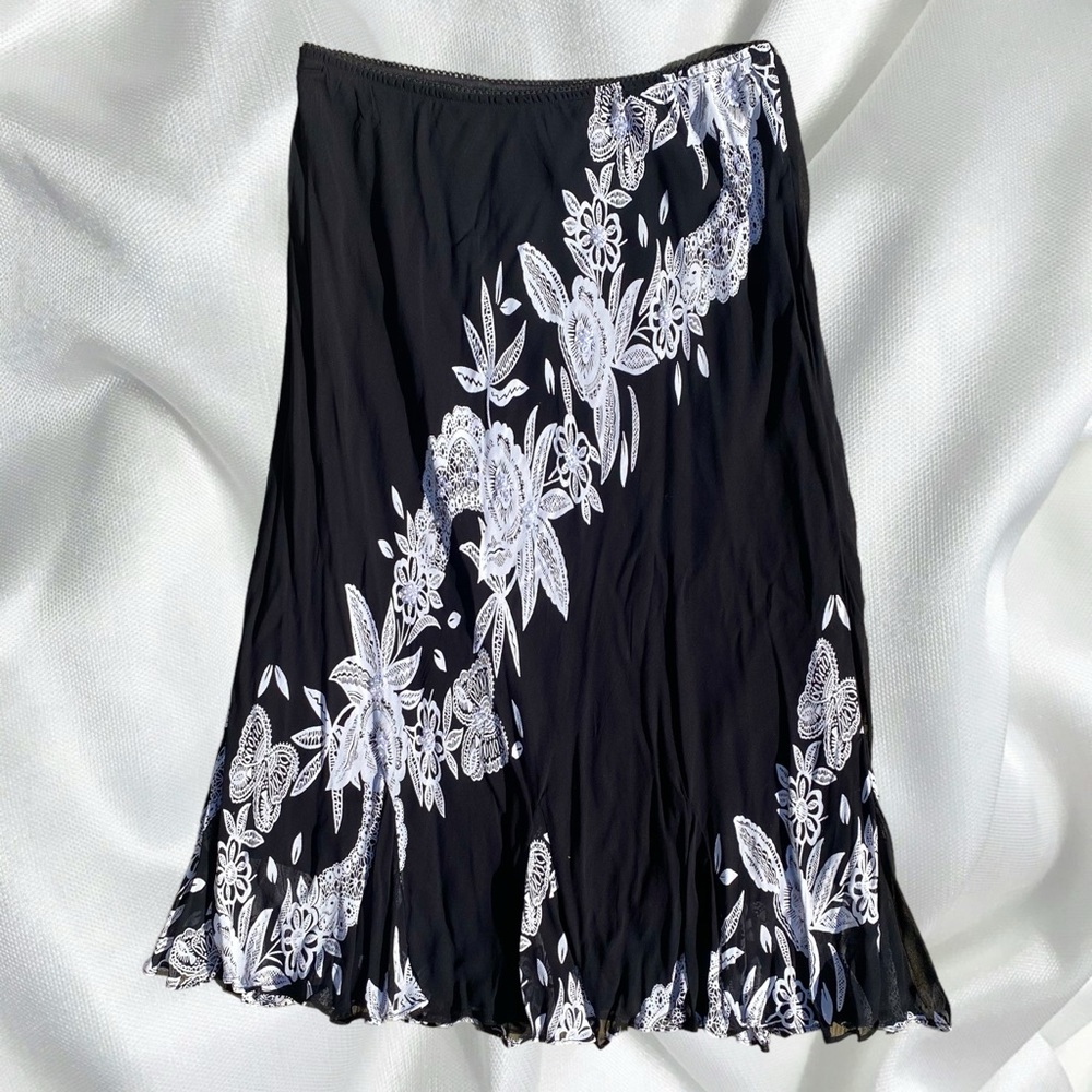 Y2k grunge fairy embellished floral midi skirt